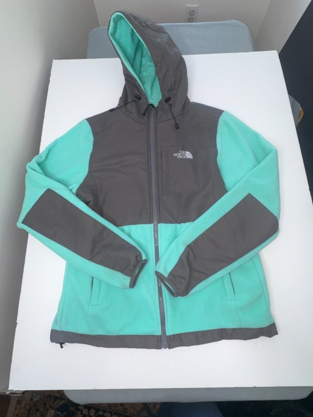 LIKE NEW The North Face Full-Zip Hooded Denali Fleece Polartek Teal Aqua XXL - Picture 7 of 11